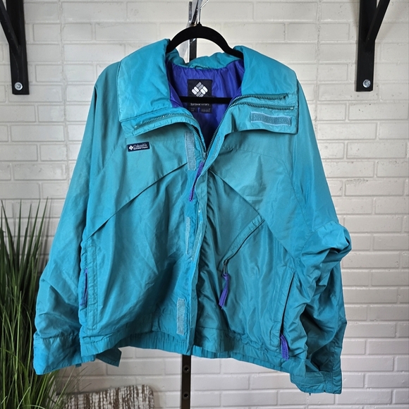Vintage 80s 90s Columbia Teal and Blue Lightweight Zip Up Jacket Mens Medium - Picture 8 of 16